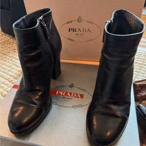 Prada Women's Sleek Black Ankle Booties